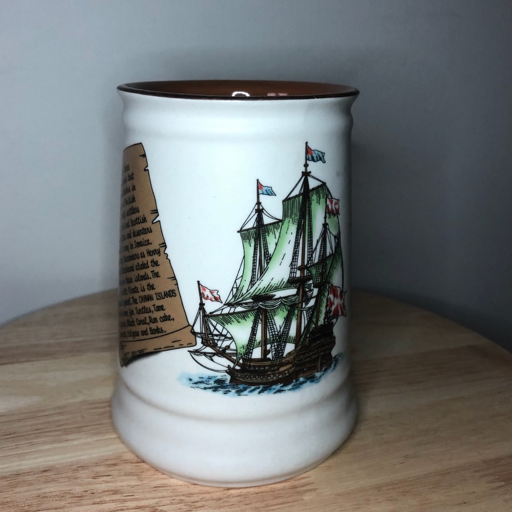 Vintage Caymans Island ceramic beer stein mug EUC